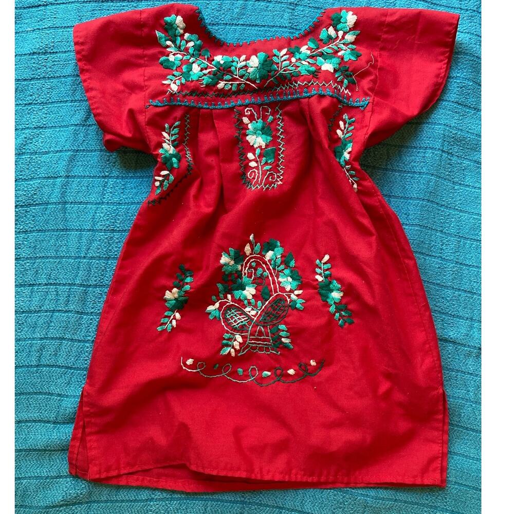 Embroidered Mexican Dress Toddler Size 2/3 ~ Boho Floral Tunic Top ~ Adorable!